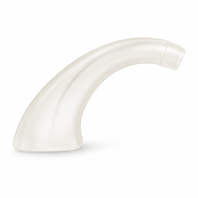 Curved, arched Hook Adult (80) faucet spout in a matte off-white finish.